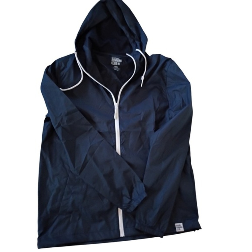 GRAND RUNNING CLUB NWT Navy Blue Lightweight‎ Hooded Windbreaker Jacket